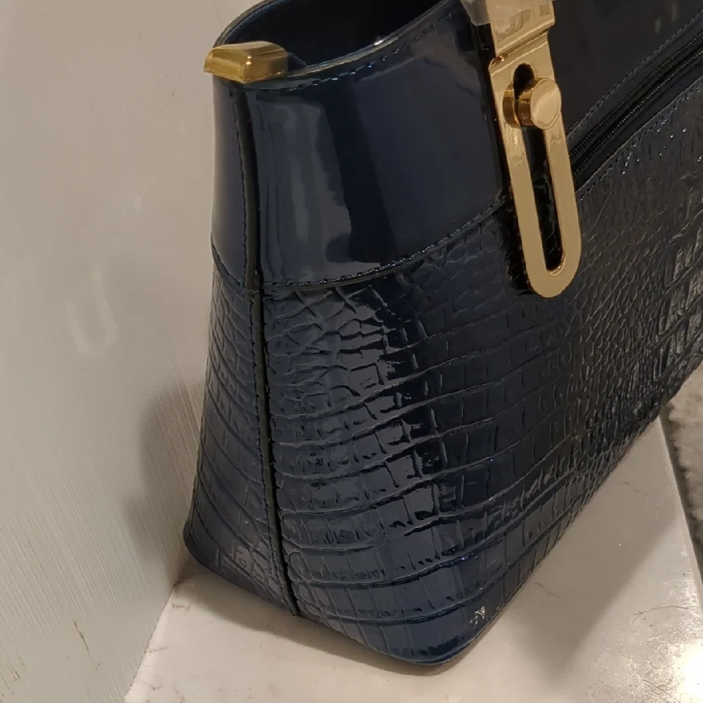New Blue Handbag Croc Embossed Handbag